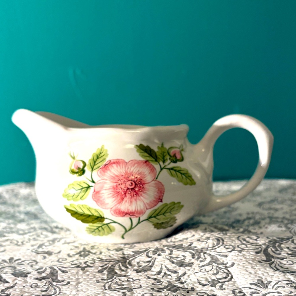 Vintage ESTE Made in Italy Handpainted Floral Porcelain Creamer Pitcher Decor